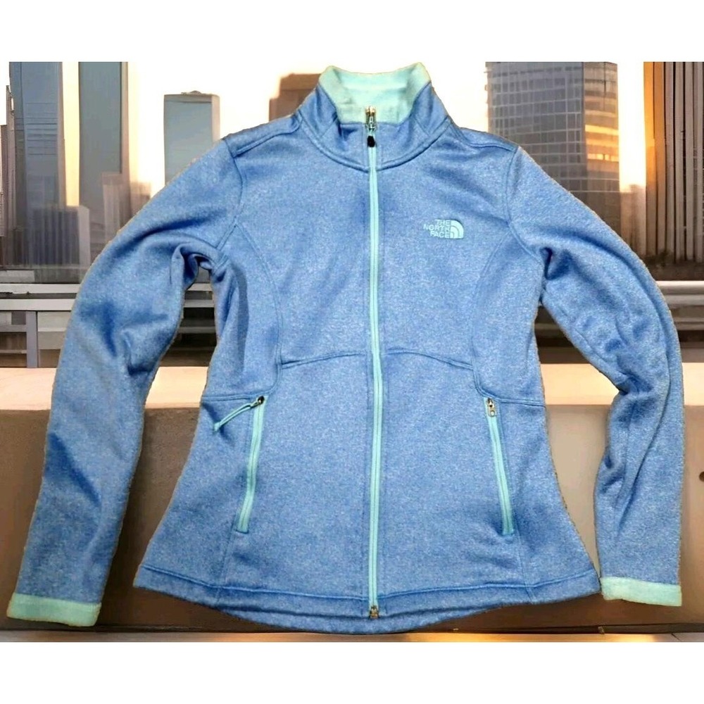 The North Face Full Zip Fleece Jacket Womens Small Blue Excellent Heathered